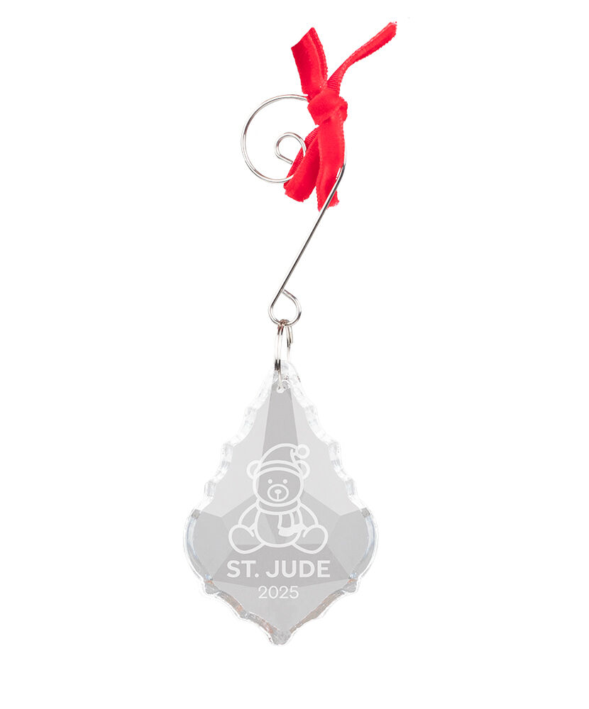 Teddy Bear Engraved Crystal Ornament